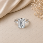 Emerald Cut Lab Grown Diamond Engagement Ring with Tapered Baguette Accents