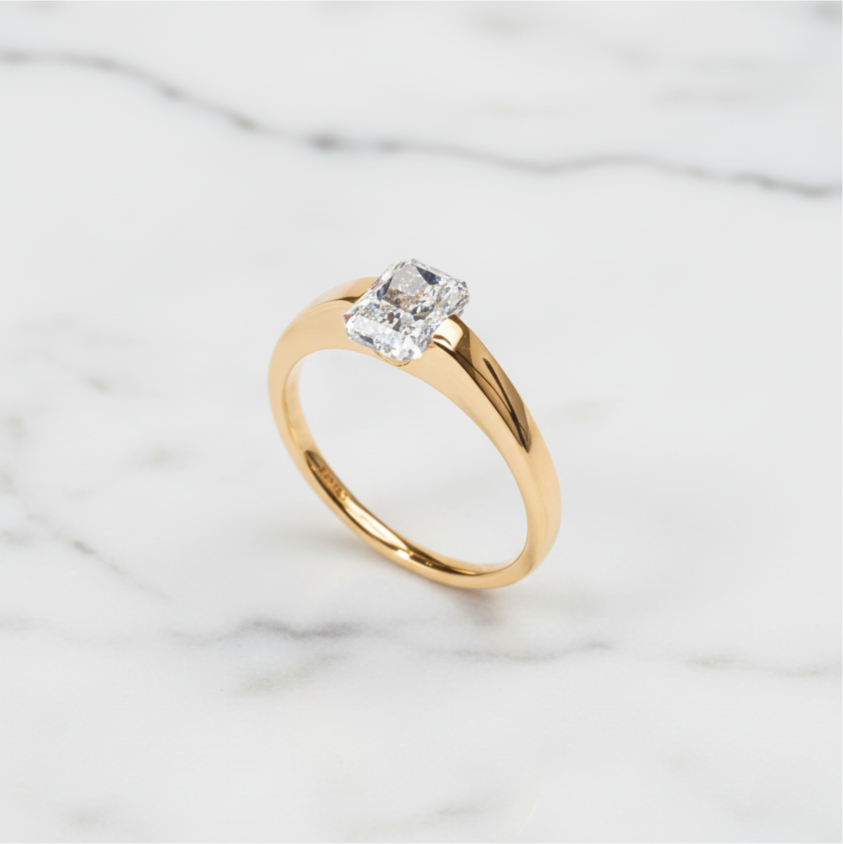 Modern Radiant Cut Ring | Lab Grown Diamond | 14K Yellow Gold Minimal Sleek Design