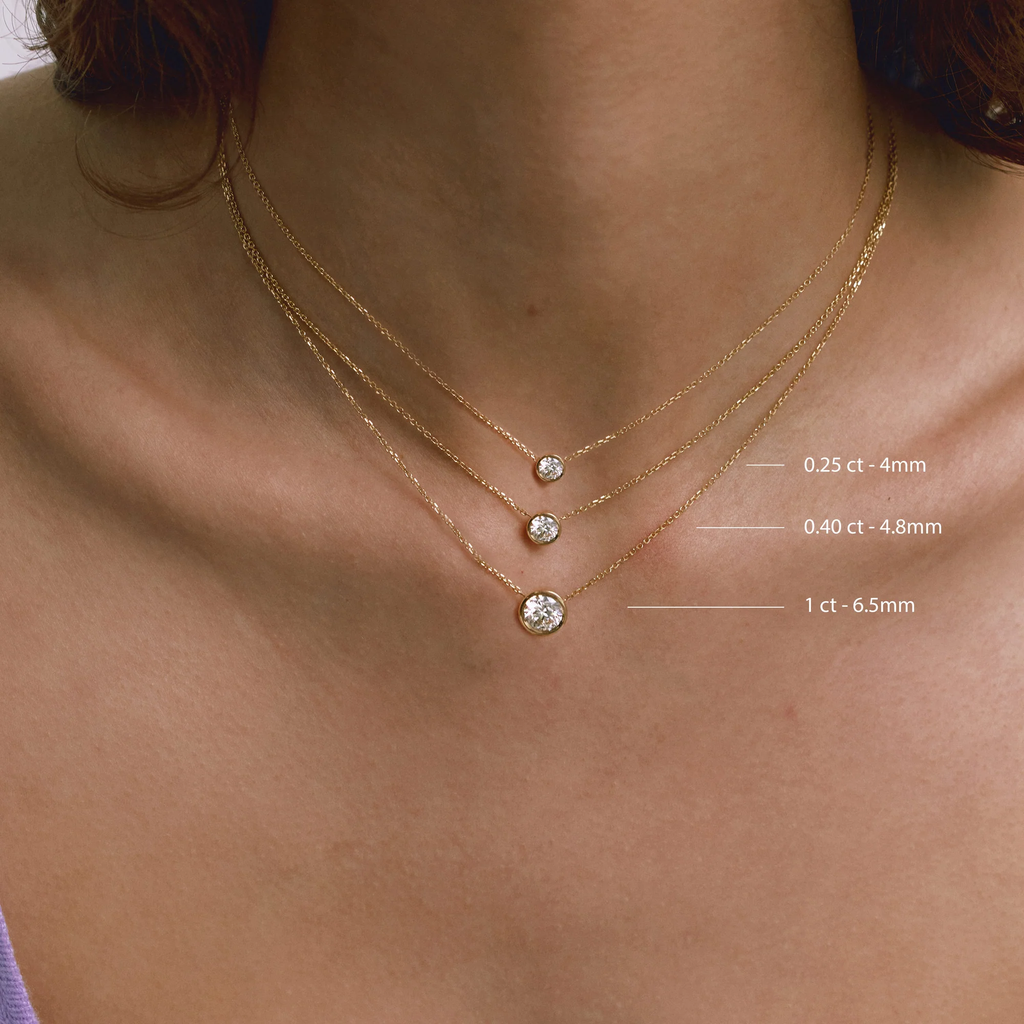 Dainty Bezel Set Diamond Solitaire Necklace: 14k/18k Gold