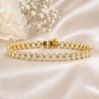 Oval Lab Grown Diamond Tennis Bracelet in Bezel-Set Solid 14K Gold