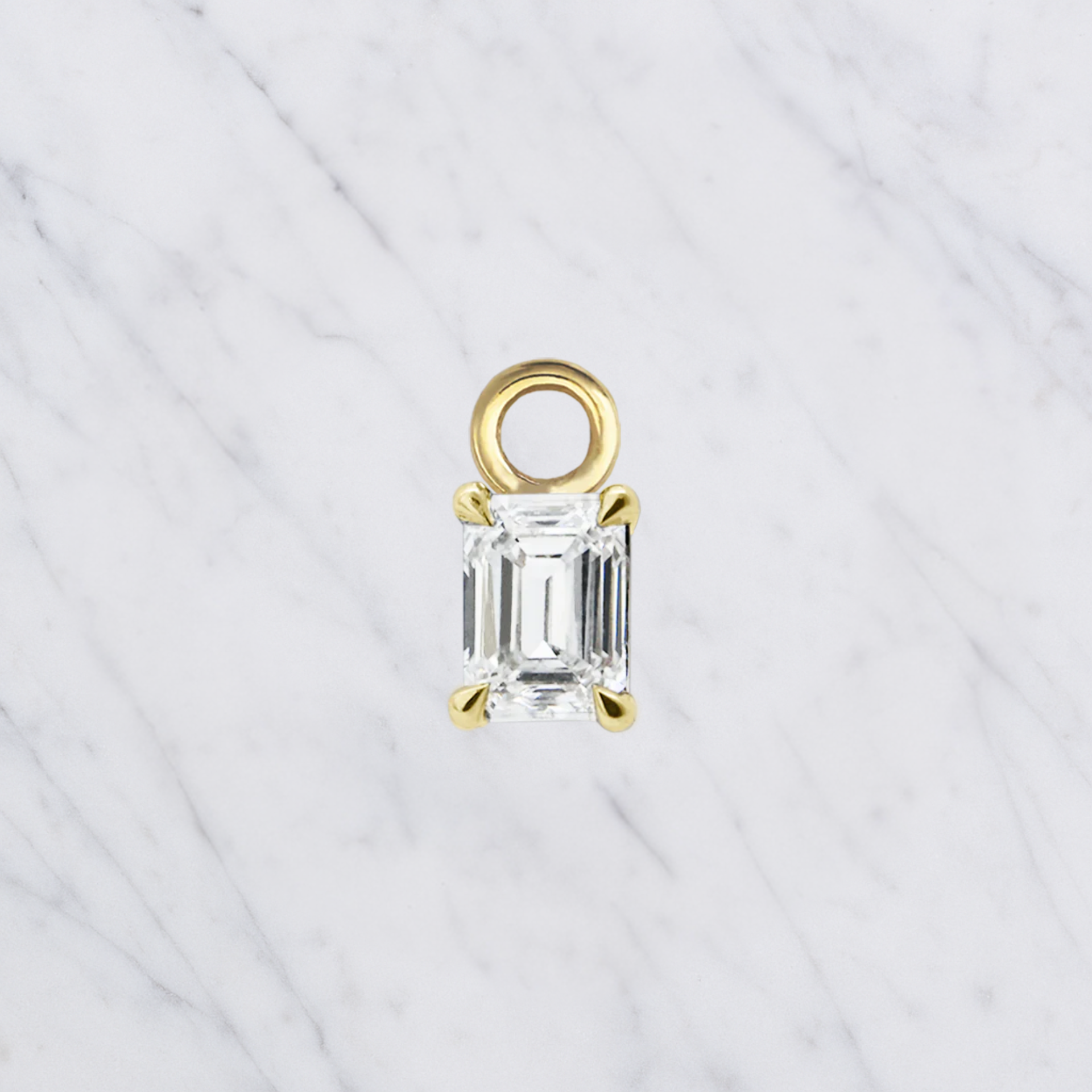 Dainty Lab Diamond Emerald Charm Earrings: 14k Gold Bridal Jewelry