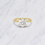 Elegant Round Lab Grown Diamond Engagement Solitaire Ring in Solid 14K Gold