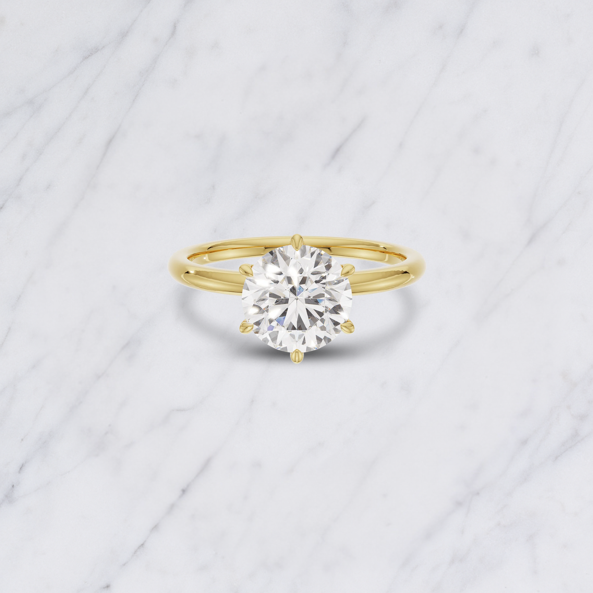 Elegant Round Lab Grown Diamond Engagement Solitaire Ring in Solid 14K Gold