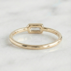 Bullet Cut East West Bezel Set Solitaire Ring | Lab Grown Diamond | 14K Yellow Gold