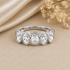 Oval Lab Grown Diamond 5-Stone Bezel Set Wedding Band