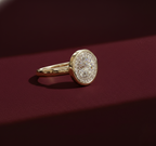Round Lab Grown Diamond Halo Engagement Ring, Bezel Set Diamond Ring, 14K Yellow Gold, Statement Diamond Ring, IGI Certified
