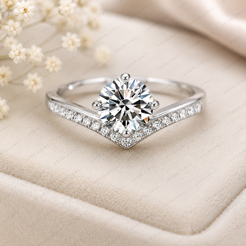 Round Cut Diamond Bypass Engagement Ring