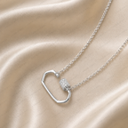Double Layer Hollow Necklace, Geometric Link Diamond Necklace, Lab Grown Diamond Necklace, Solid Gold Minimalist Necklace, Modern Necklace,