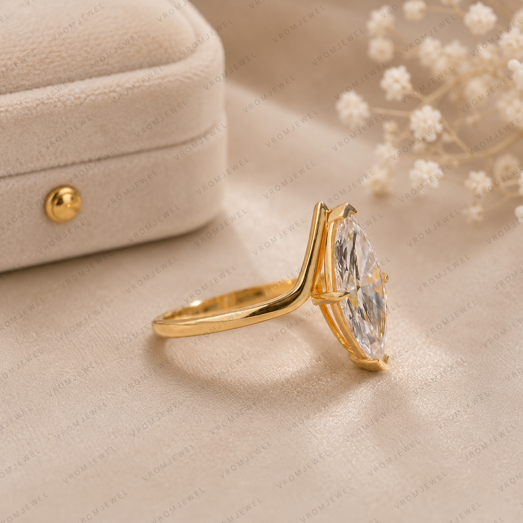 Marquise Diamond Engagement Ring, Marquise Lab Grown Diamond Ring, Solitaire Diamond Ring, Gold Marquise Ring, Minimalist Bridal Ring
