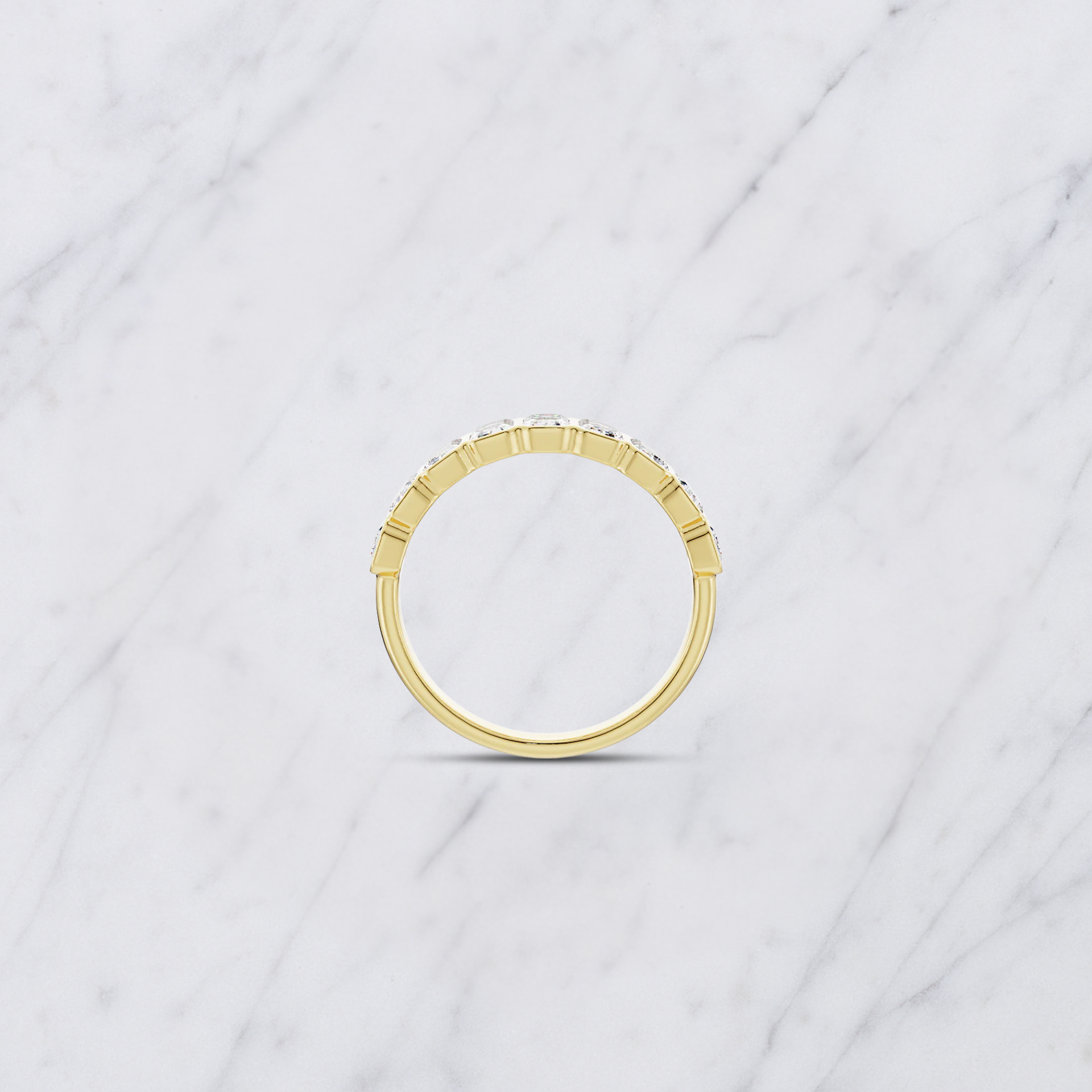 Emerald Cut Lab Grown Diamond Bezel Set Bridal Ring in Solid 14K Gold