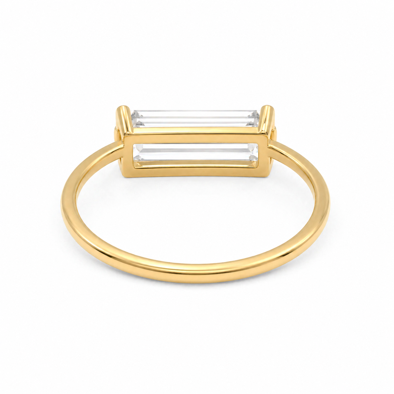 Elongated Baguette Lab Grown Diamond Ring | 2 CT | East West Setting | 14K Gold Minimalist Ring