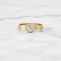 Half Moon Cut Diamond Ring Matte Semi Bezel | Lab Grown Diamond | 14K Yellow Gold