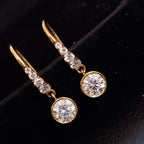 Drop Earrings Bezel Set Dangle | Lab Grown Diamond | 14K Yellow Gold Art Deco Style