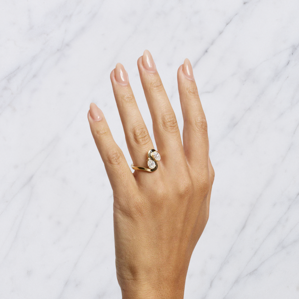 Oval & Pear Lab Grown Diamond Two Stone Bypass Anniversary Ring