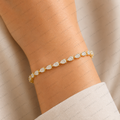 5.60ct Pear Cut Lab Grown Diamond Tennis Bracelet: 14k Gold Bridal Jewelry