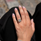 Modern East West Emerald Solitaire Engagement Ring | Lab Grown Diamond | 14K Yellow Gold