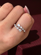 Pear Lab Grown Diamond Twist Ring, Pear Diamond Bypass Ring, 1 Carat Pear Diamond Ring, Leaf Diamond Ring, Unique Engagement Ring