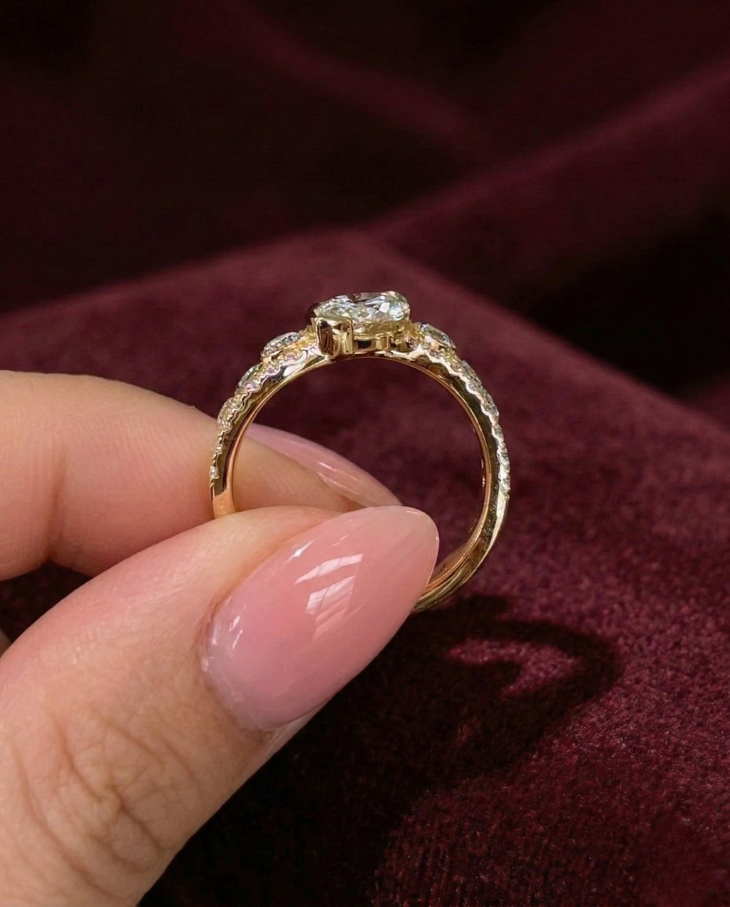 Marquise Lab Grown Diamond Engagement Ring with Round Side Diamonds, Marquise Halo Diamond Ring, 14K Yellow Gold Statement Ring, IGI Certi