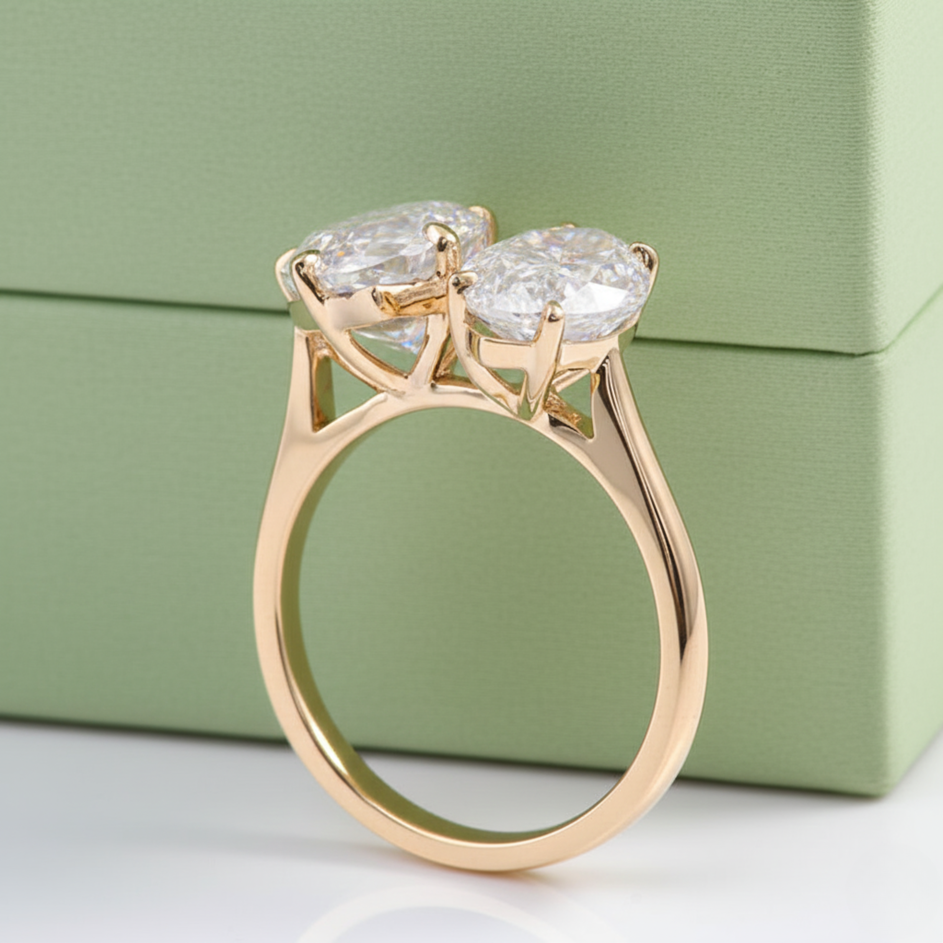 Elegant Pear & Marquise Toi et Moi Ring | Lab Grown Diamond | 14K Yellow Gold