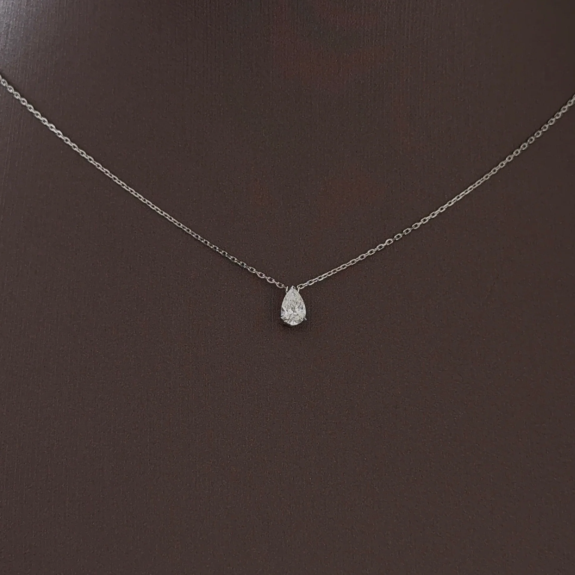 Pear Cut Pendant Necklace | Lab Grown Diamond | 14K Yellow Gold Minimalist