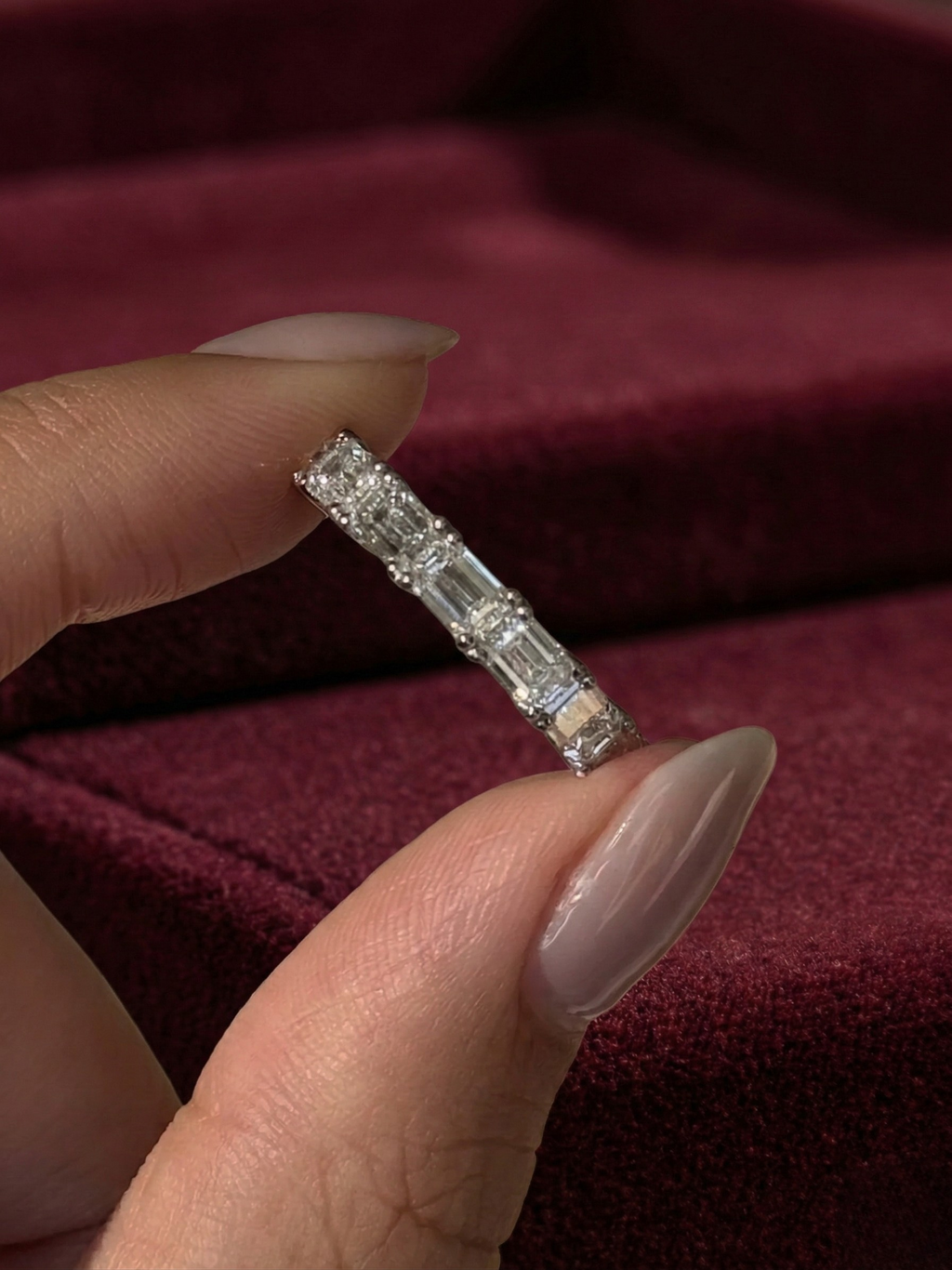 East West Emerald Cut Lab Grown Diamond Half Eternity Band, 2.31 Carat Emerald Diamond Wedding Band, East West Diamond Anniversary Ring