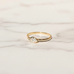 East West Pear Bezel Set Solitaire Ring | Lab Grown Diamond | 14K Yellow Gold Minimalist