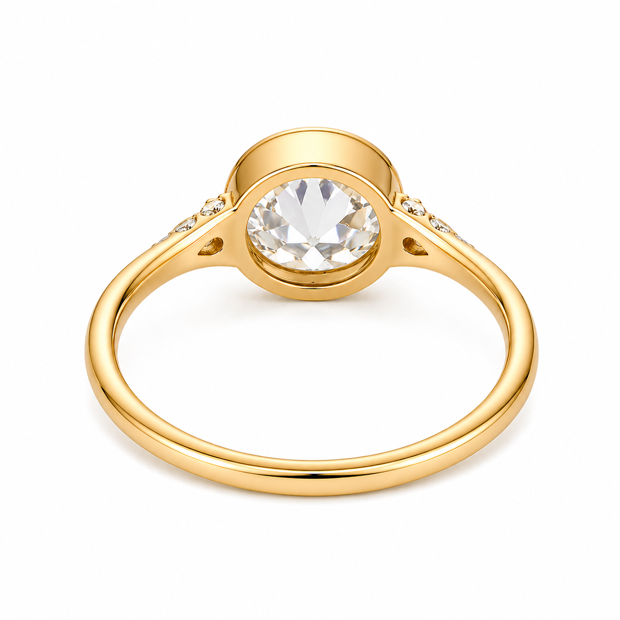 Old European Cut Lab Grown Diamond Ring | 2 CT | Vintage Style with Side Accents | Bezel Engagement Ring | 14K Gold