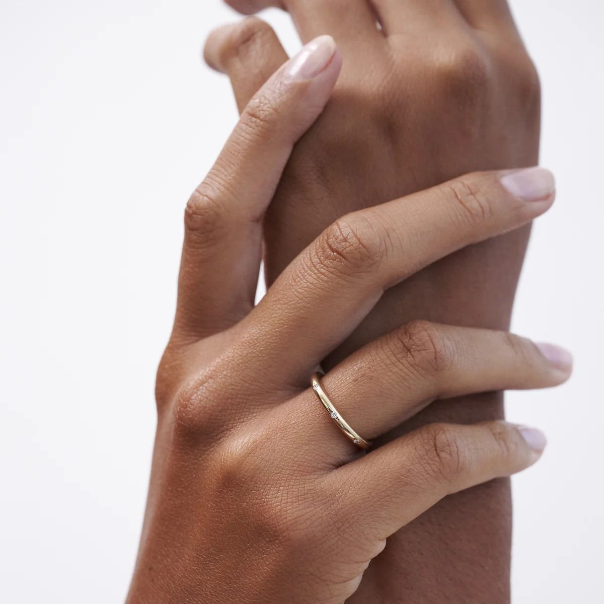 Modern Star Engrave Eternity Band | Lab Grown Diamond | 14K Yellow Gold Fine Jewelry