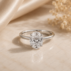 Oval Lab Grown Diamond Solitaire Engagement Ring in Solid 14K Gold