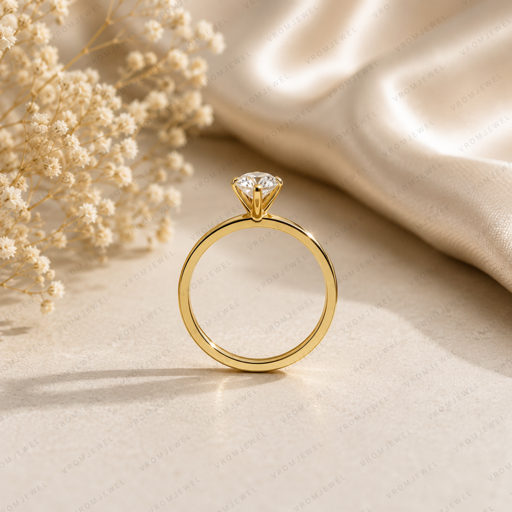 Pear Cut Lab Grown Diamond Solitaire Engagement Ring in Solid 14K Gold