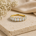 Emerald Cut Lab Grown Diamond Bezel Set Bridal Ring in Solid 14K Gold