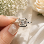 Asscher Cut Lab Grown Diamond Solitaire Engagement Ring, IGI Certified, 10K 14K 18K Gold