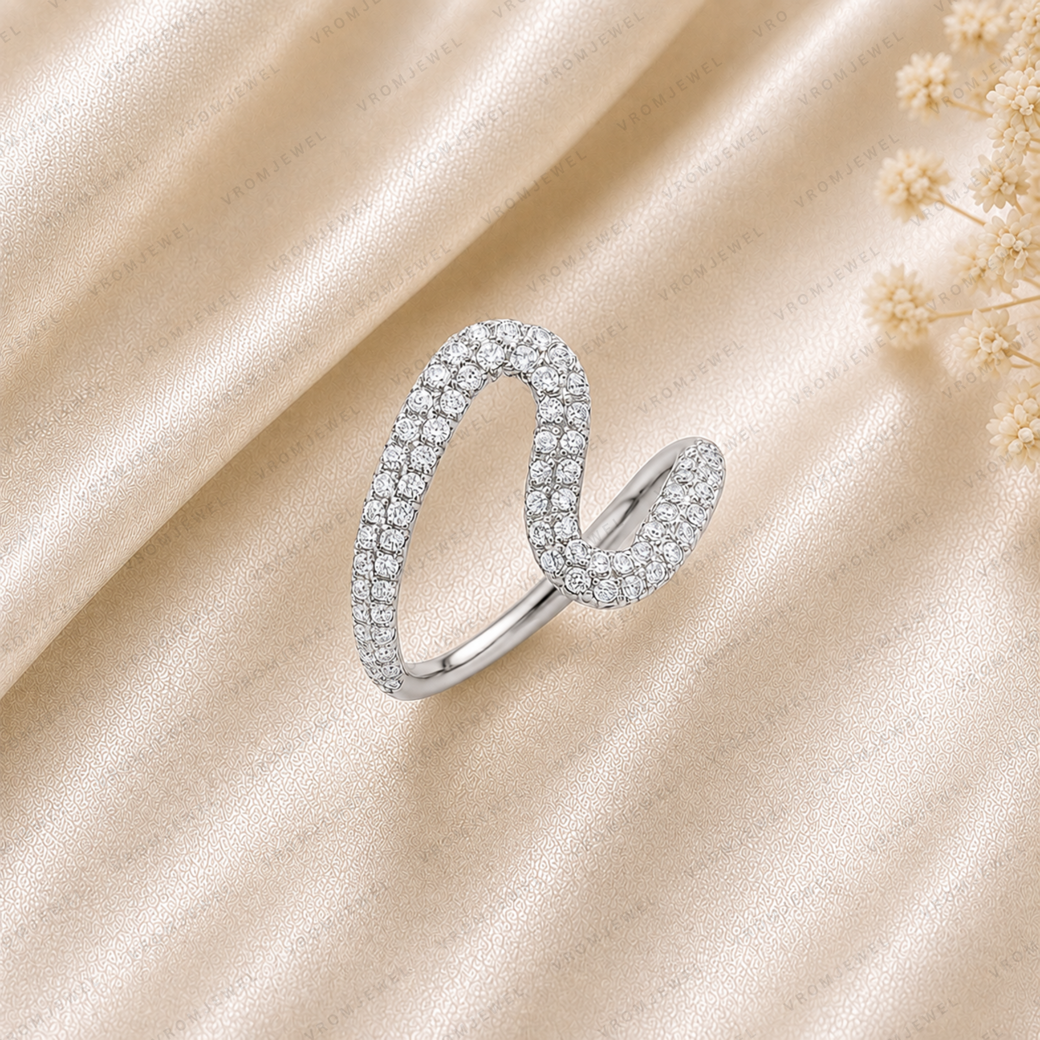 French Wave Lab Grown Diamond Wedding Band | Solid 14K Gold