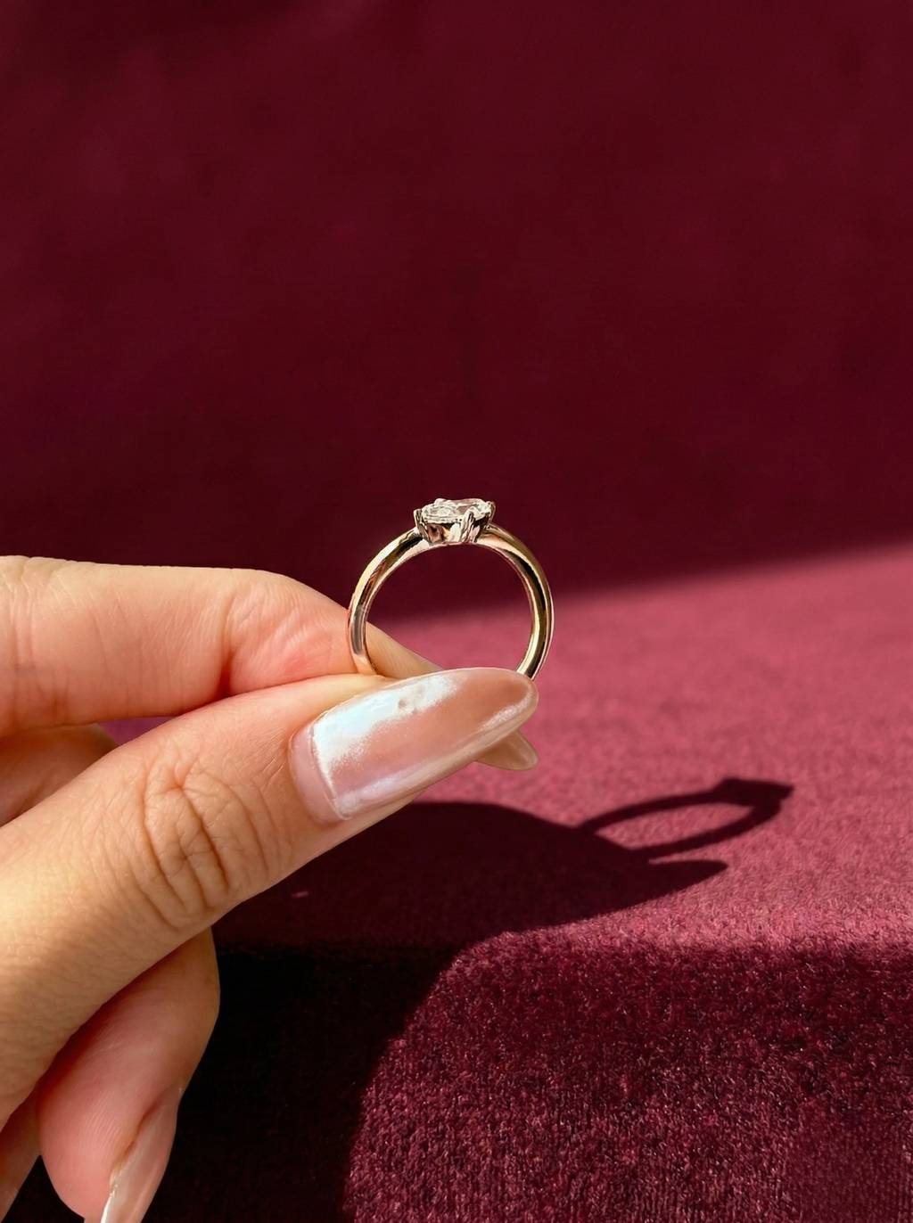 Marquise Lab Grown Diamond Ring, Minimalist Marquise Solitaire Engagement Ring, 14K Yellow Gold Open Ring, Modern Diamond Ring