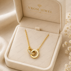 Interlocking Ring Lab Grown Diamond Necklace, Double Circle Necklace, Infinity Circle Pendant, Solid Gold Necklace, Minimalist Necklace