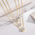 Dainty Round Pendant Necklace Bezel Set | Lab Grown Diamond | 14K Yellow Gold Classic Style