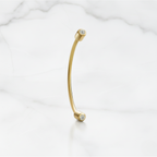 Minimal Curved Bar Dot Earrings | Lab Grown Diamond | 14K Yellow Gold Sleek Line Design