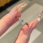 East West Oval Half Bezel Solitaire Ring | Lab Grown Diamond | 14K Yellow Gold Modern Minimalist