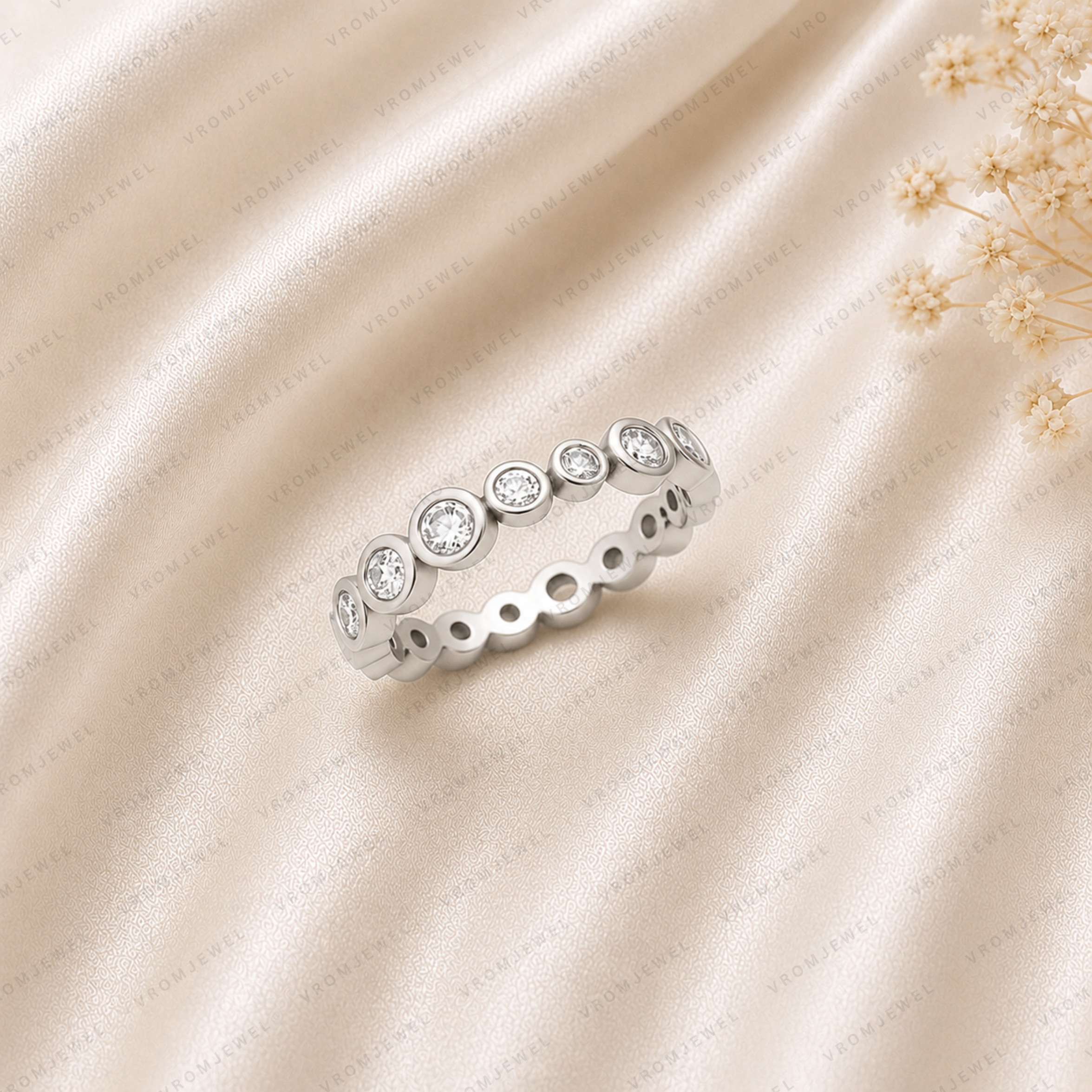 Diamond Eternity Ring | Lab Grown | Bezel Set | 14K Gold Stacking Band