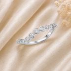 14K Gold Curve Lab Grown Diamond Ring: Bezel Set Stacking Band