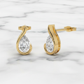 Modern Pear Harmony Stud Earrings | Lab Grown Diamond | 14K Yellow Gold Fine Jewelry