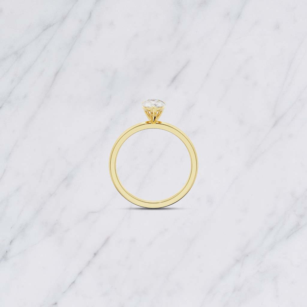 Pear Cut Lab Grown Diamond Solitaire Engagement Ring in Solid 14K Gold