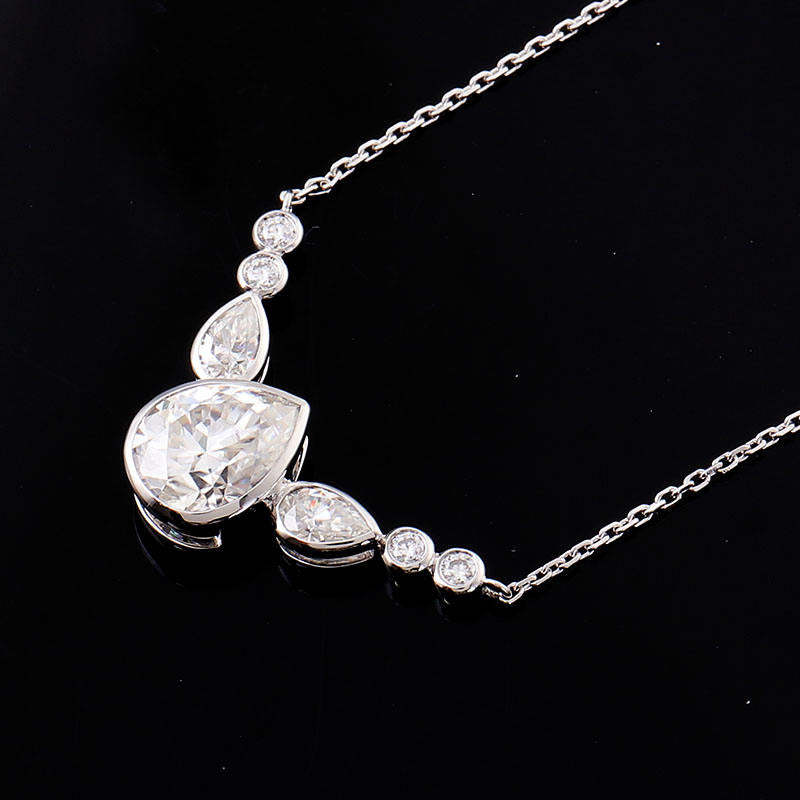 Pear Cut Chevron Pendant Necklace | Lab Grown Diamond | 14K Yellow Gold Minimalist