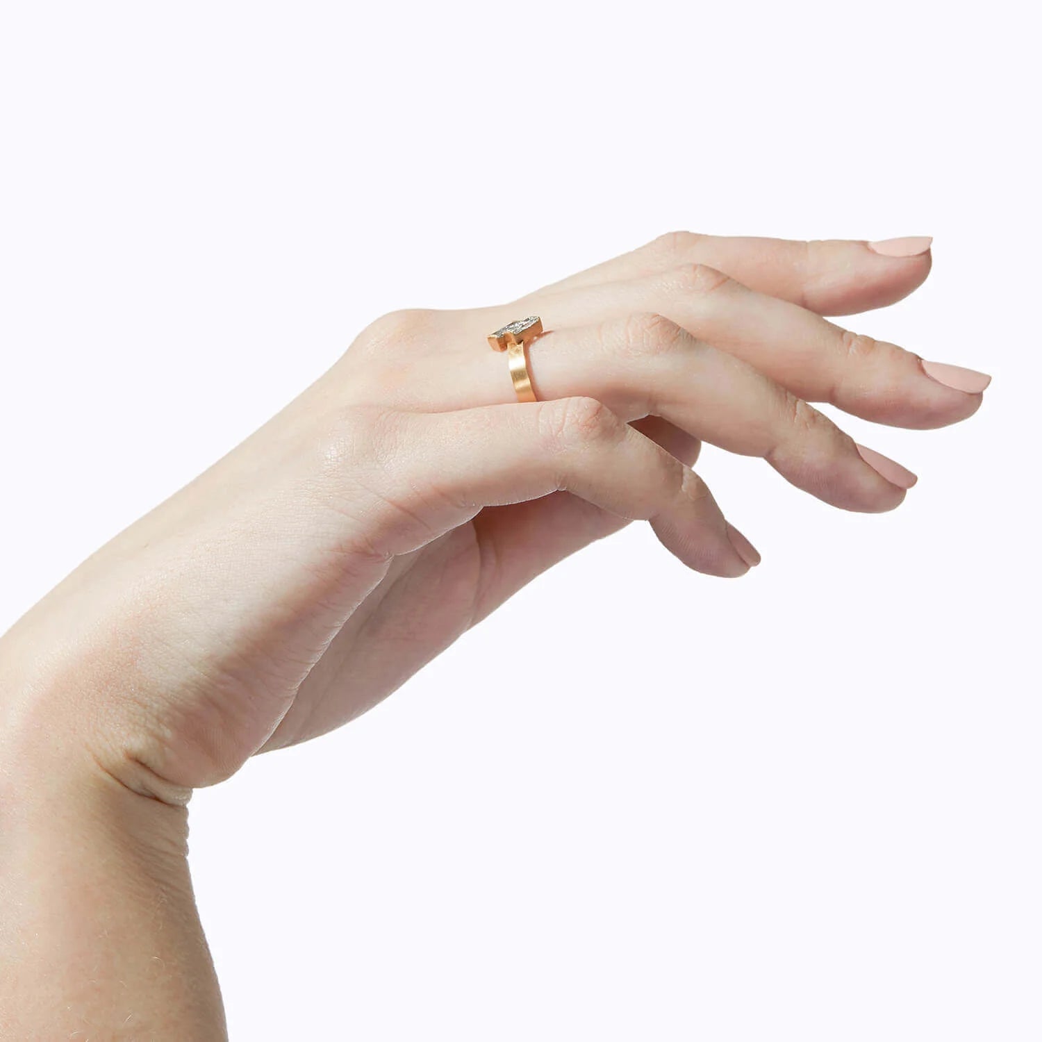 Baguillion Cut Ring Matte Finish Semi Bezel | Lab Grown Diamond | 14K Yellow Gold