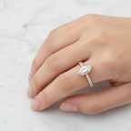 Celestine 1.40 CT Hexagon Lab-Grown Diamond Engagement Ring | Solid Gold Solitaire | IGI Certified Unique Bridal Ring