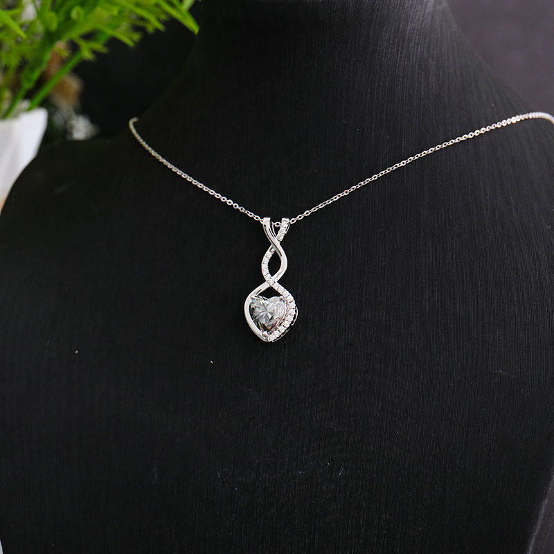 Infinity Necklace Heart Cut Pendant | Lab Grown Diamond | 14K Yellow Gold