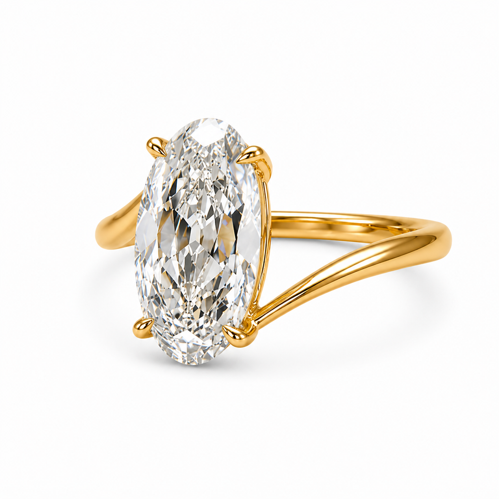 Old Mine Oval Lab Grown Diamond Engagement Ring | 2 CT | Twisted Vintage Ring | Antique Style | 14K Gold