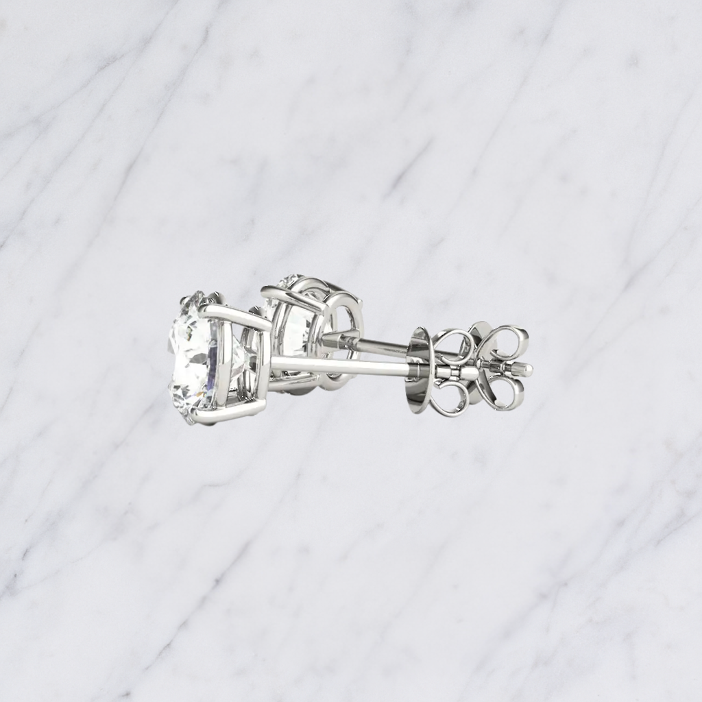 Round Lab Grown Diamond Solitaire Stud Earrings in Solid 14K Gold