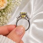 10.00 Carat Yellow Radiant Lab Grown Diamond Ring, Yellow Diamond Engagement Ring, Baguette Side Stones, Art Deco Ring, 10K 14K 18K Gold