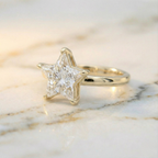 Star Cut Diamond Ring Modern Design | Lab Grown Diamond | 14K Yellow Gold